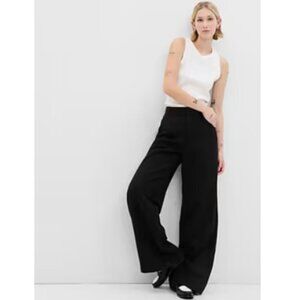 GAP Softsuit Tencel High Rise Pleated Wide Leg Black Pants Size 2 RT$90 #404698